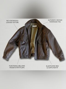 Men's Joshua Ross Brown Leather Bomber Jacket - Size Large